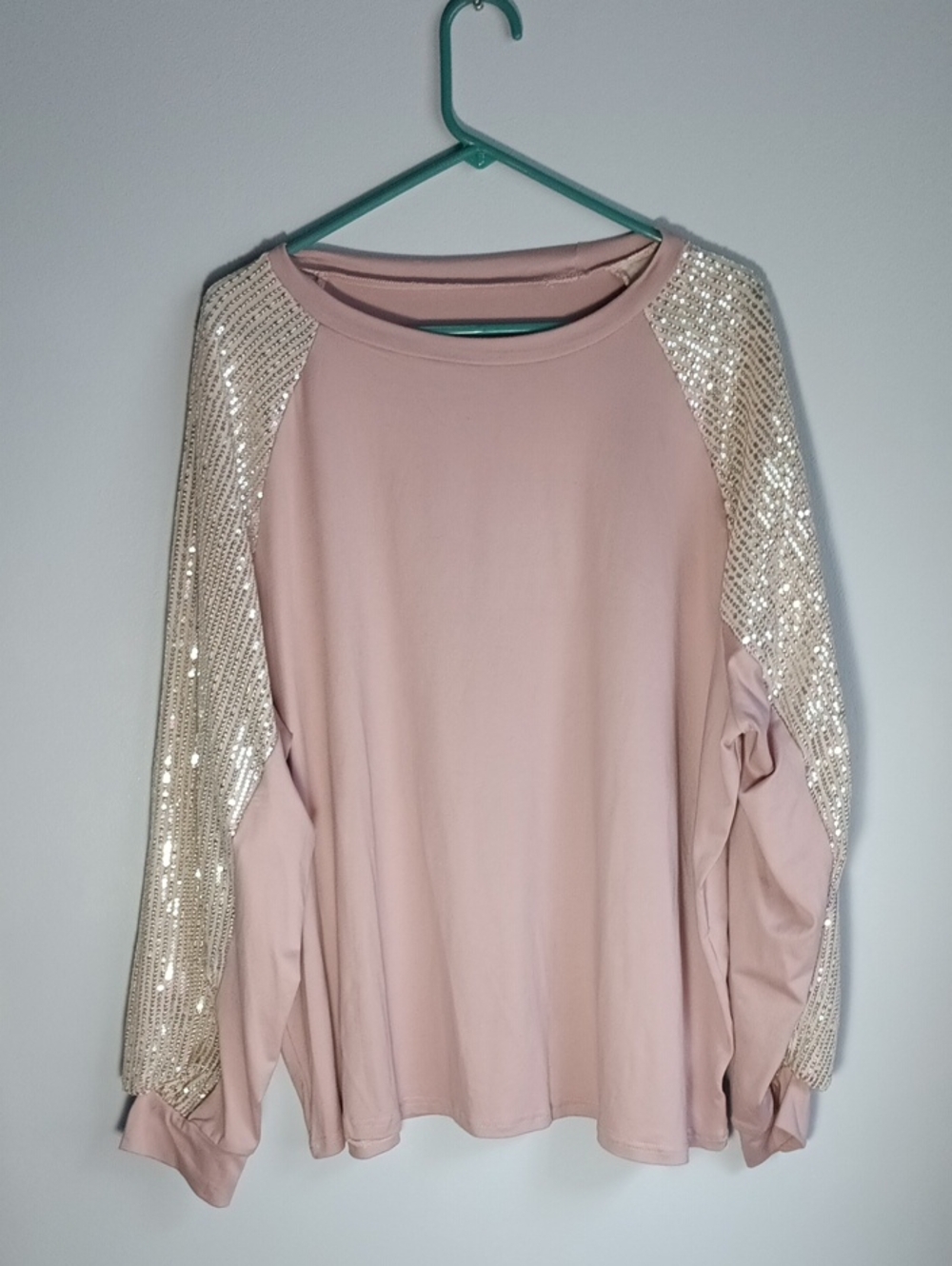 Women’s Blush Pink Sequin Sleeve Top